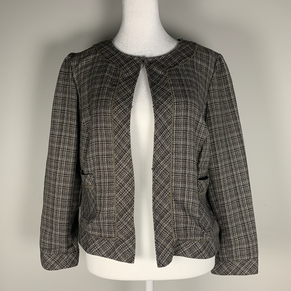Vintage Urban Outfitters Lux Gray Tweed Blazer Jacket Women Large Jackie O